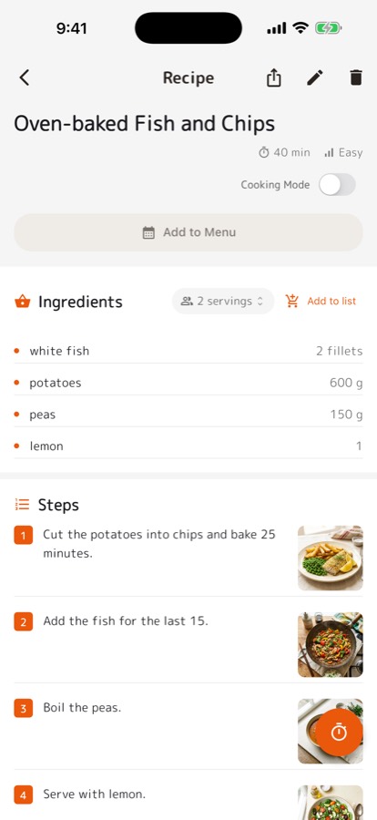 A recipe in Repimame with a photo beside each step